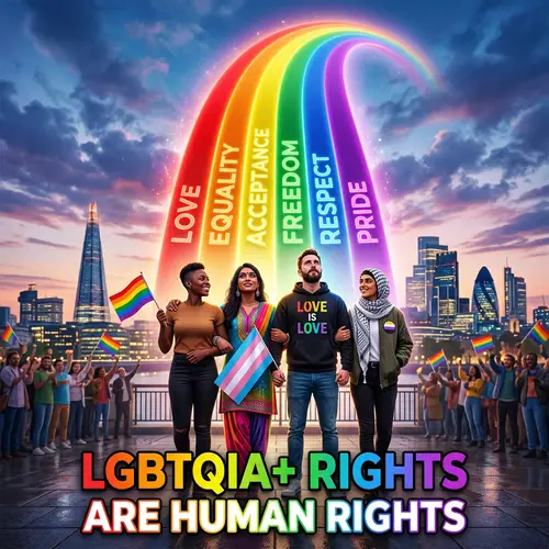 Empowering LGBTQIA+ Community Rights in City Skyline Poster
