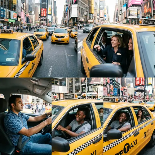 Diverse Taxi Drivers in Urban Setting | Professional Drivers in Action