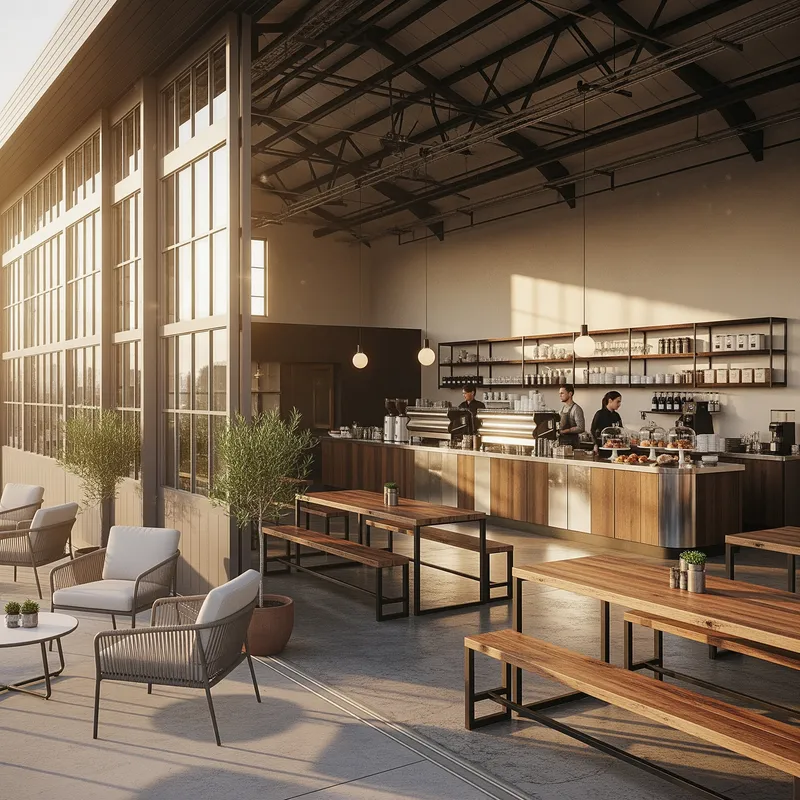 Chic Airplane Hangar Coffee Shop Experience