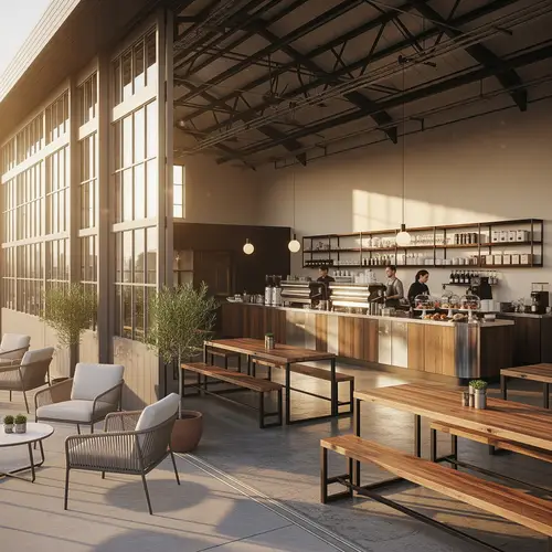 Chic Airplane Hangar Coffee Shop Experience
