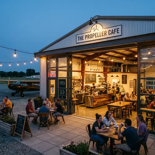 Chic Airplane Hangar Coffee Shop Experience