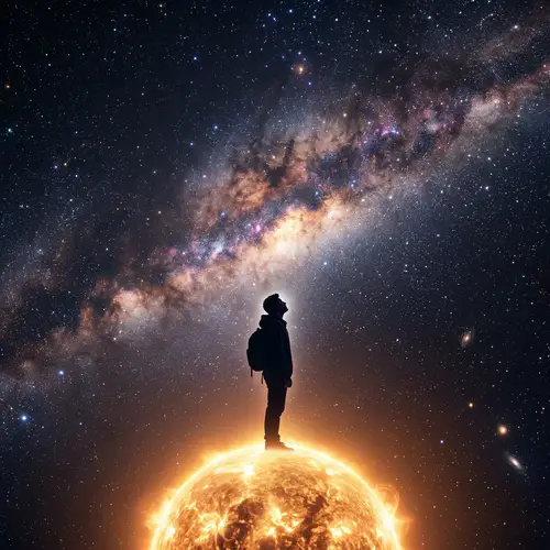 A Man in the Star: Cosmic Contemplation Illustration