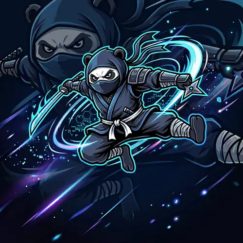 Panda Ninja Vector Logo: Anime Style for Esports