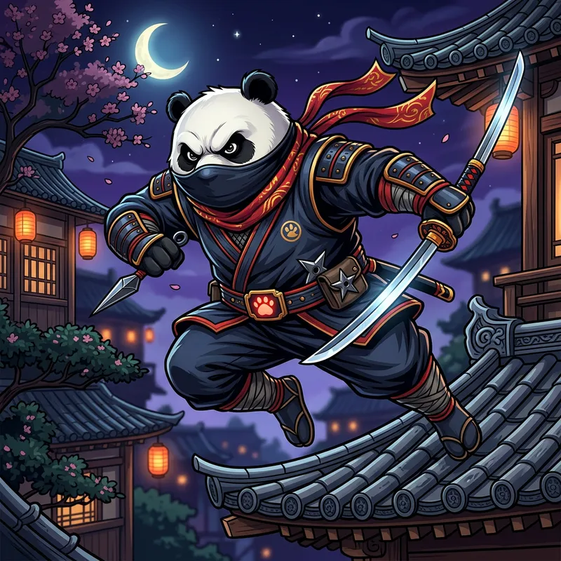 Detailed Ninja Panda Vector Illustration for Your Creative Needs