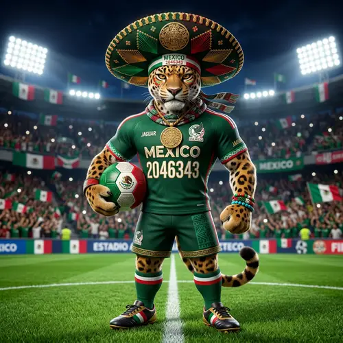 3D Soccer Mascot with Mexican Accessories
