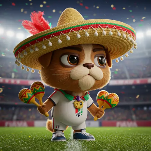 3D Soccer Mascot with Mexican Accessories