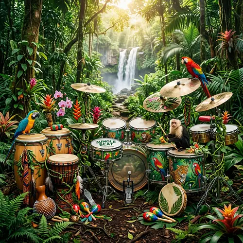 Jungle Themed Percussion Set - Vibrant Musical Instruments