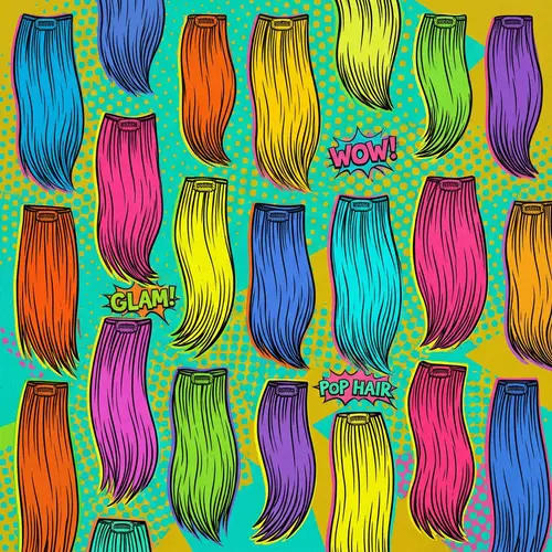 Pop Art Clip-in Hair Extensions - Vibrant Illustration
