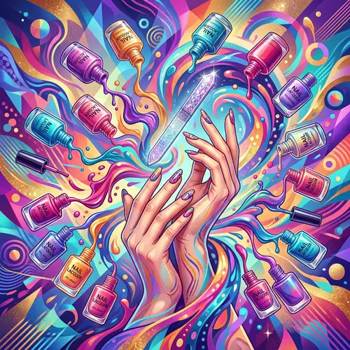 Abstract Nail Care: Artistic Representation of Nail Polish & Shapes