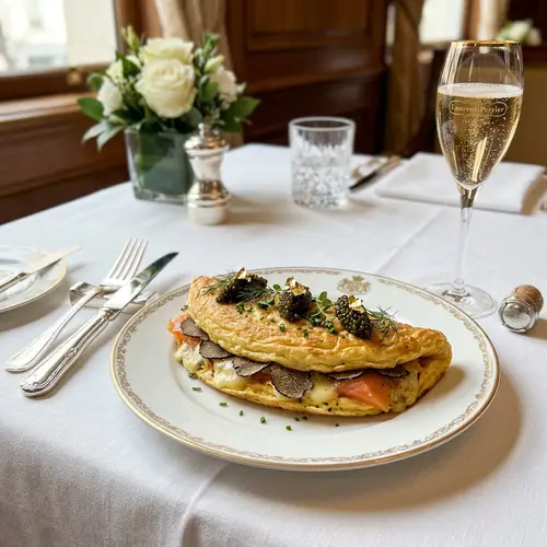 Luxurious $100 Omelette with Truffle, Salmon & Caviar