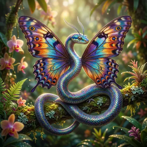 Captivating Butterfly-Snake Chimera: A Harmonious Blend of Creatures