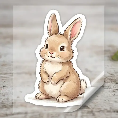 Charming Bunny Sticker - Fluffy Fur and Bright Eyes