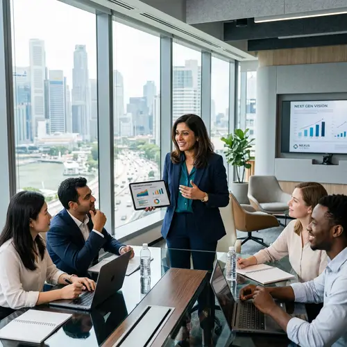 South Asian Female Executive in Modern Office | Business Strategy Discussion