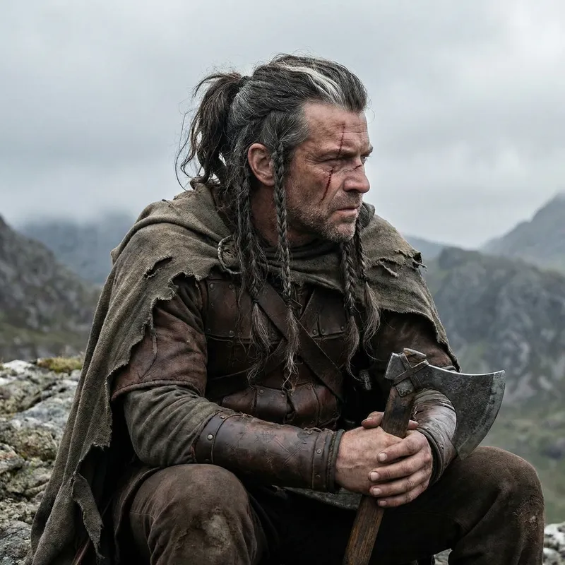 Courageous White Warrior with a Striking Scar