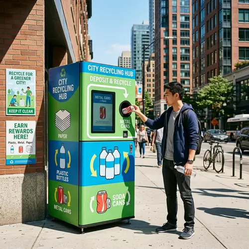 Innovative Recycling Vending Machine on City Sidewalk
