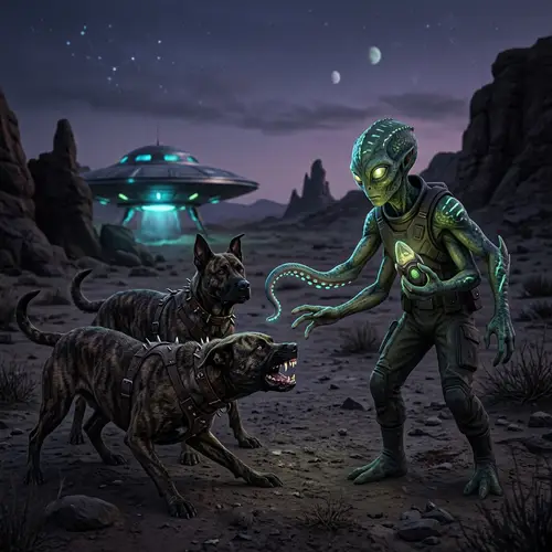 Extraterrestrial Being vs Menacing Guard Dogs - Alien Encounter