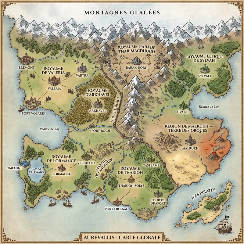 Aurevallis: Epic Fantasy Map of a Medieval Realm