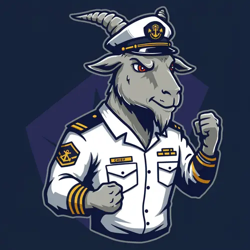 Goat Mascot Logo Design in US Navy Chief Uniform