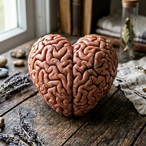 Heart-Shaped Brain in Earthy Pink Color