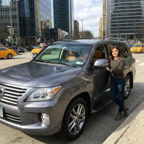 Brunette Actress and Lexus RX570: Urban Sophistication and Elegance