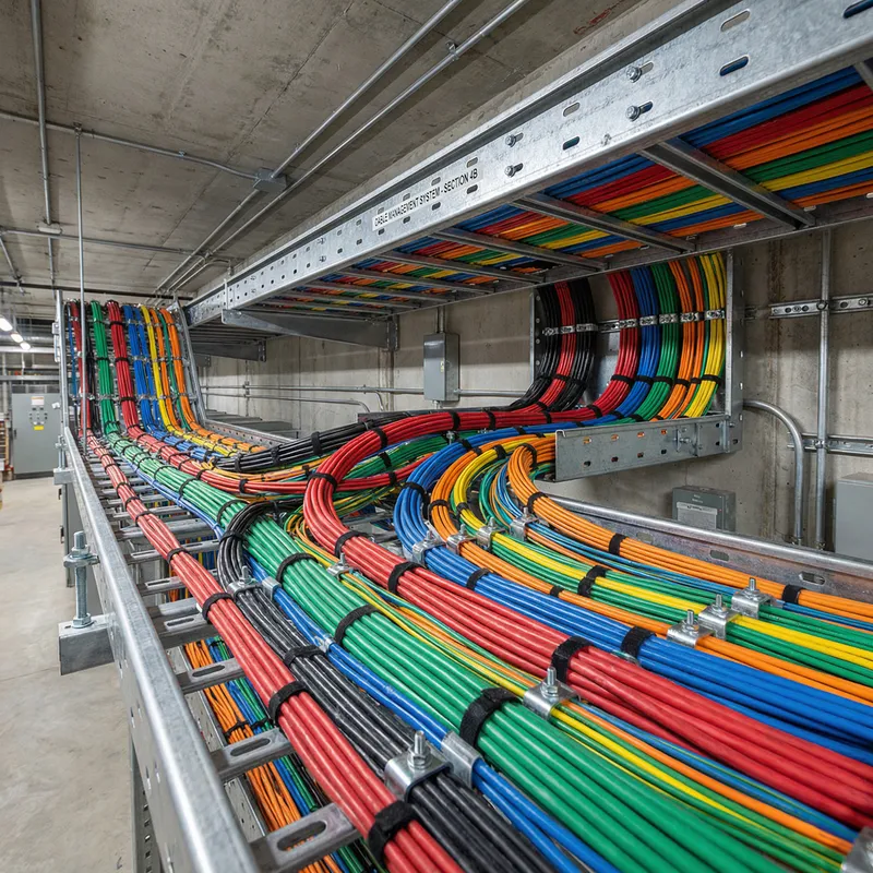 Clear Image of Cable Tray with Cables for Wire Organization