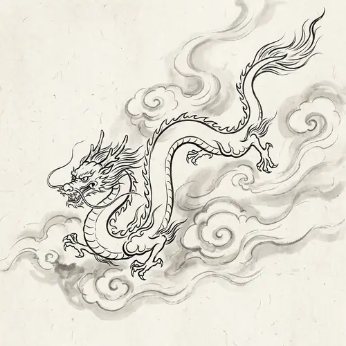 Simplified Chinese Dragon Outline Art