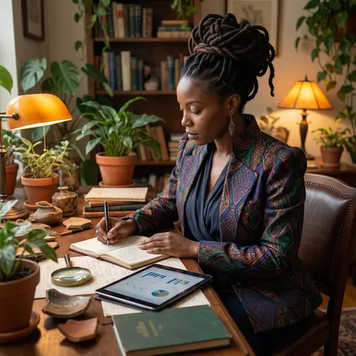 Empowered Black Woman in Afrofuturistic Style