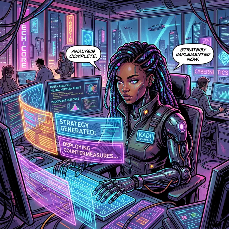 Futuristic African Cyborg AI Assistant Concept Art