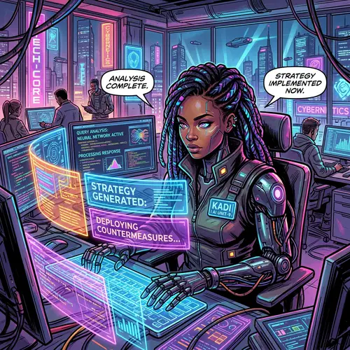 Futuristic African Cyborg AI Assistant Concept Art