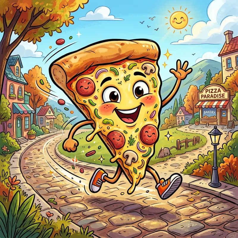 Exciting Pizza in Animated Style - Vibrant & Bold Digital Painting