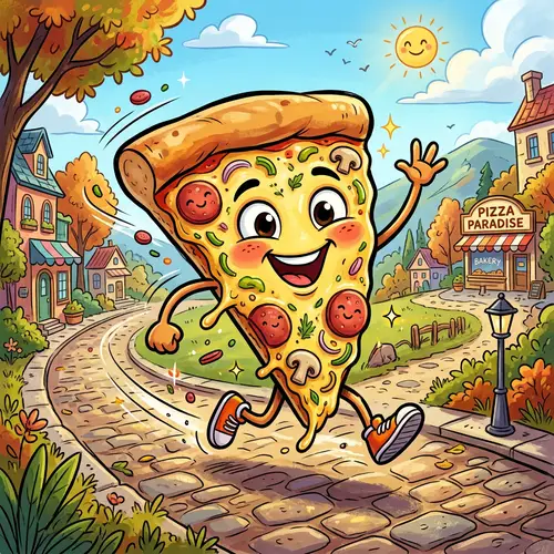 Lively Pizza Art - Vibrant and Joyful Digital Painting