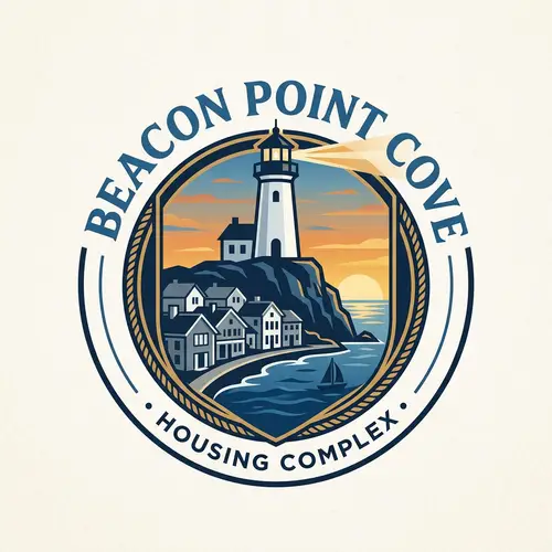 Housing Complex Logo with Lighthouse Background