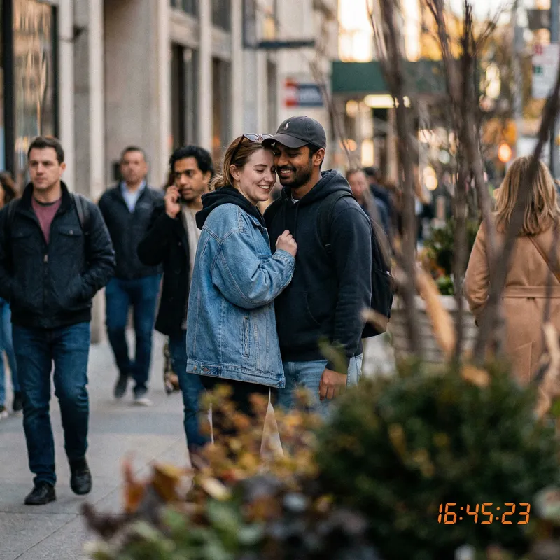 Trendy Couple in Celebrity-Inspired Candid Shots