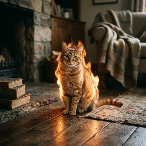 Cat on Fire - Startling Image