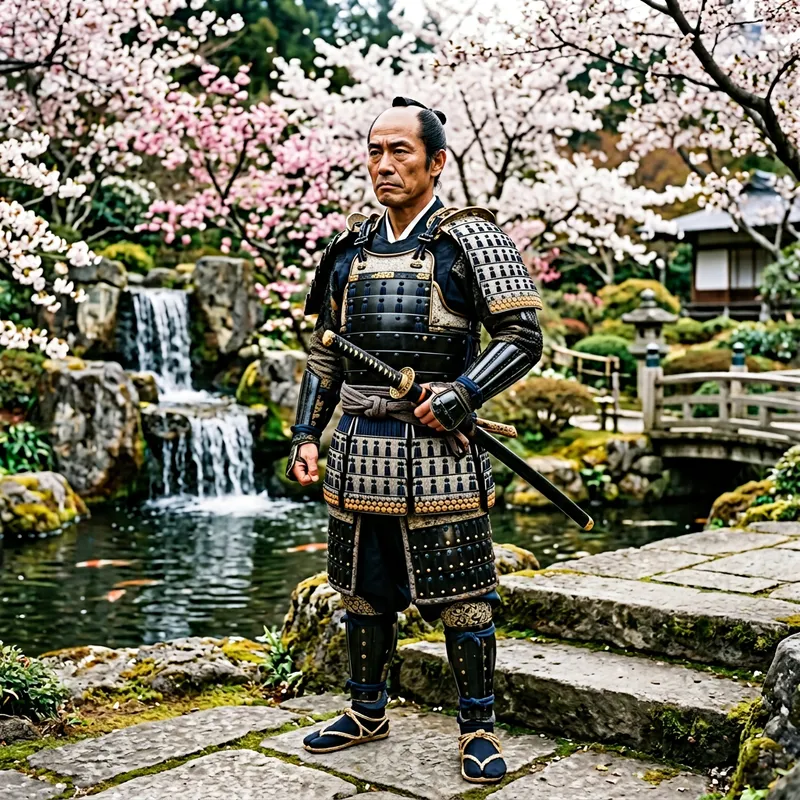 Authentic Samurai in Traditional Attire Authentic Samurai in Traditional Attire