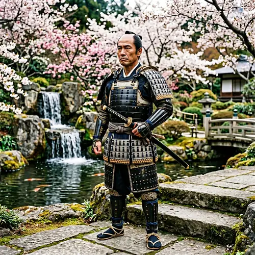 Authentic Samurai in Traditional Edo Period Attire
