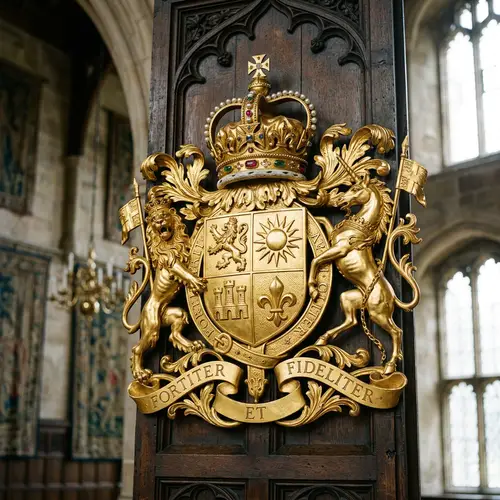 Golden Coat of Arms Adorned with a Crown