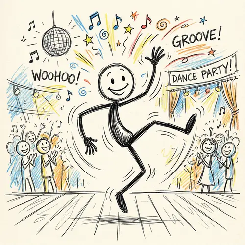 Cartoon Stick Man Dancing: Fun Illustrations