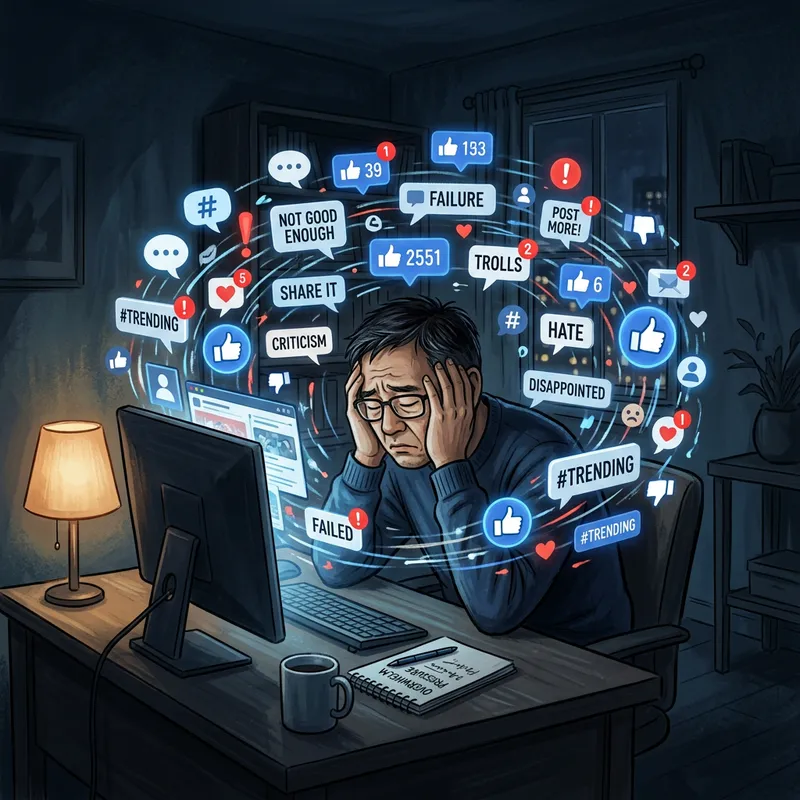 Metaphorical Social Media Pressure Illustration