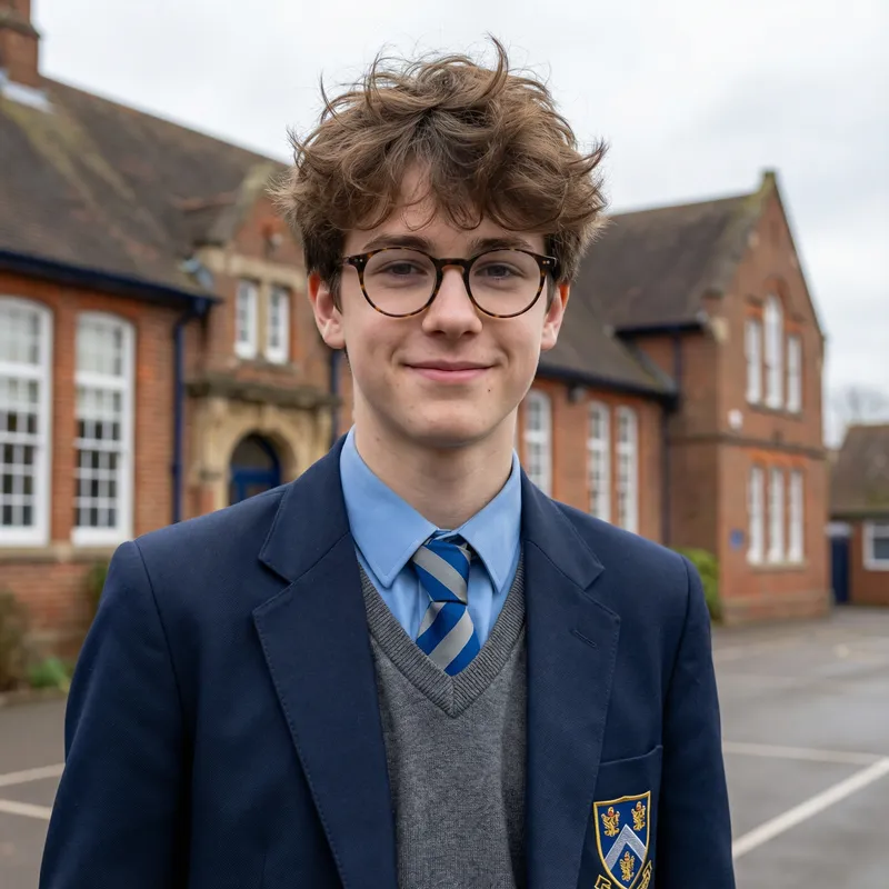 British Teenage Boy in School Uniform