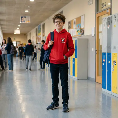 12-Year-Old Boy Portrait in Modern School Setting