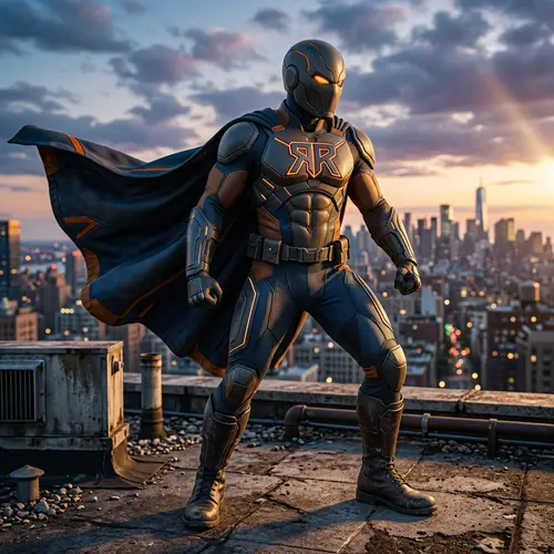 Resilient and Regenerating Superhero 'RR' Emblem - Guardian of Justice