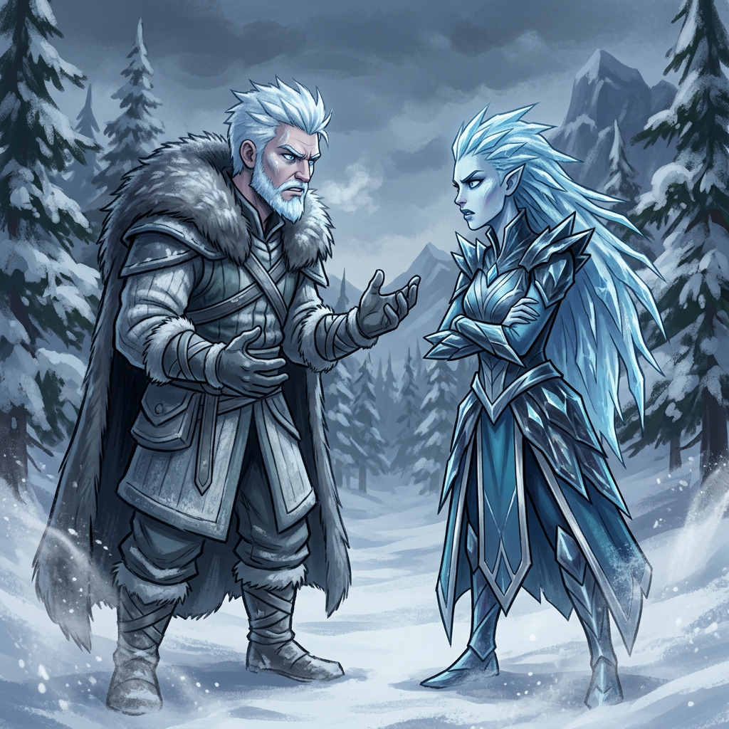 Jack Frost vs. Elsa: Clash of Ice and Snow | AI Art Generator