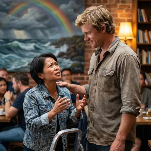 Emotional Scene: Filipino Girl and Australian Man Expressing Deep Affection