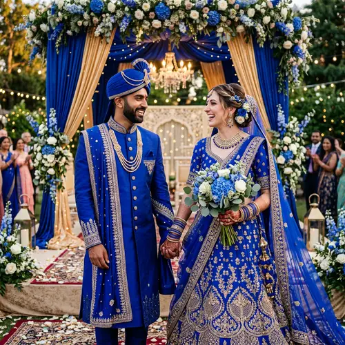 Exquisite South Asian and Caucasian Wedding Attire