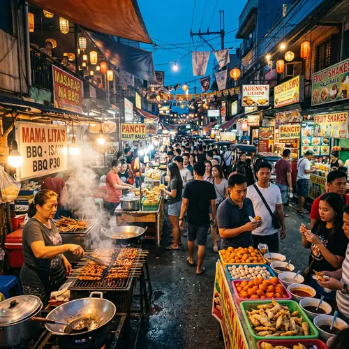 Bustling Food Market in Philippines: Vibrant Street Scene