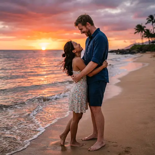 Romantic Sunset Beach Embrace | Kizzy & Justin 152 cm & 201 cm