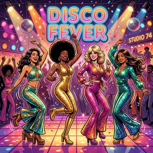 70s Disco-inspired Dance Showcase with Four Energetic Female Dancers