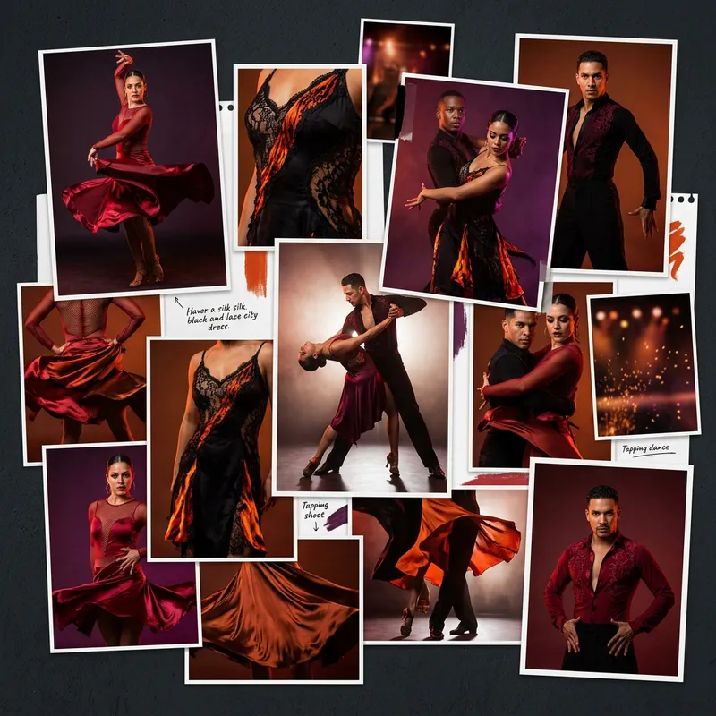 Vibrant Latin Fire Dance Show Concept Collage