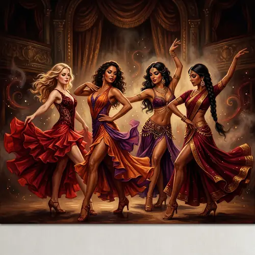 Latin Dance Costumes Illustration: Captivating Fusion of Colors and Sensuality